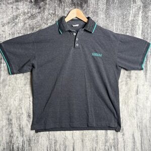 Vintage Yamaha Sportswear Polo Size Large Work Shirt Gray Teal 90s